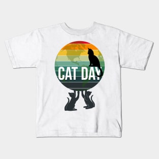 International Cat Day Retro Kids T-Shirt